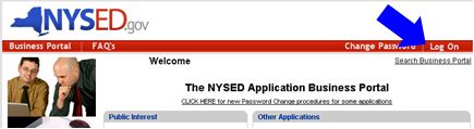 NYSED Application Portal: Log On button