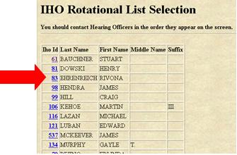 IHO Rotational List screen